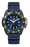 The ridges on the blue rubber band resemble that of ripples through a lake after a pebble is dropped in, concentric around the middle of the timepiece, bringing the whole watch together. The black case with defined divots between the white and yellow second numerals frames the inner face with white dots as hour markers, a unique and unmistakable look especially paired with prominent white hands such as these.