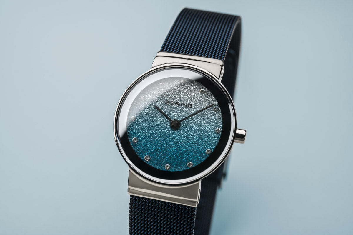 Ladies' Classic Polished Silver Blue Glitter 10126-3073