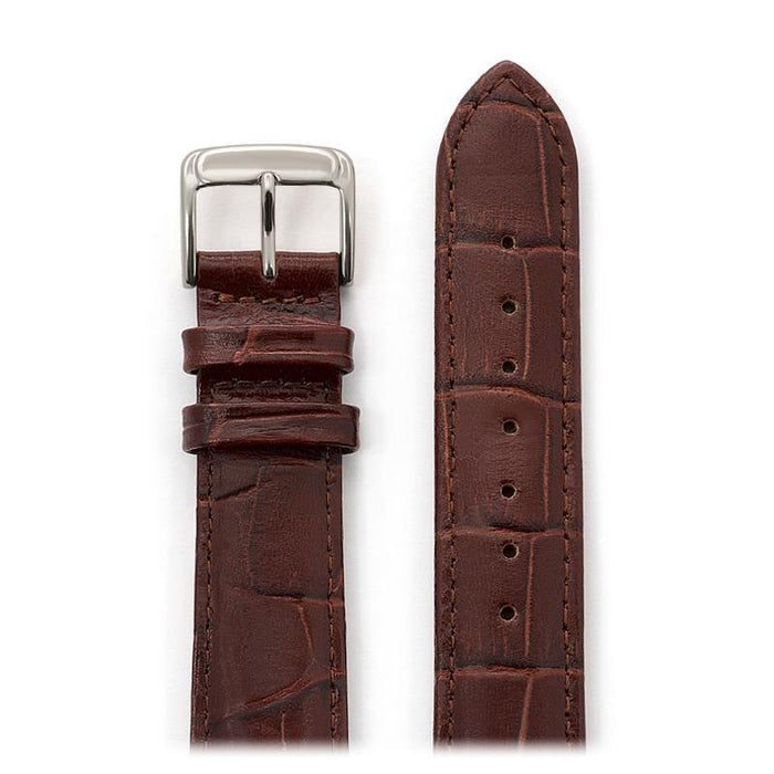 Men's Padded Alligator Grain Leather Band in Black and Brown