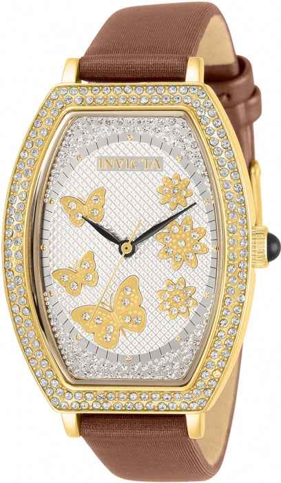 Invicta Ladies' Wildflower Gold IP Stainless Steel Case Brown Satin Band