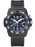 The textured black rubber strap creates a rugged look while the black case with silver crowns continues that aesthetic. The bold second numerals and second markers in the first quadrant draw the focus to the outer dial while the inner face has hour markers and prominent hands for easy readability. The blue face adds a nice pop of color that accentuates the sophistication of the timepiece.