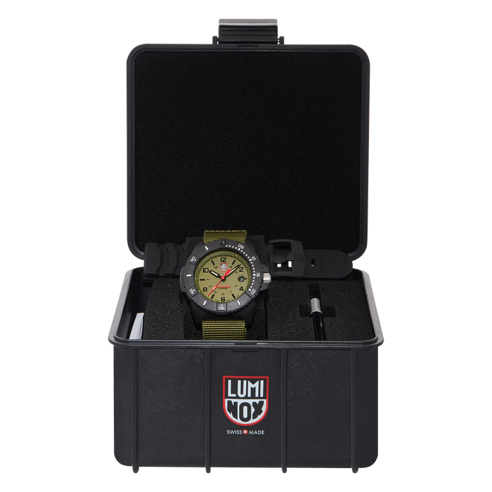 This is an image of how the watch is sent, with the Luminox utility style box.
