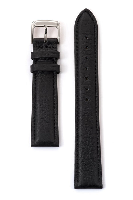 Men's Cowhide Stitched Leather Watchband in Black and Brown