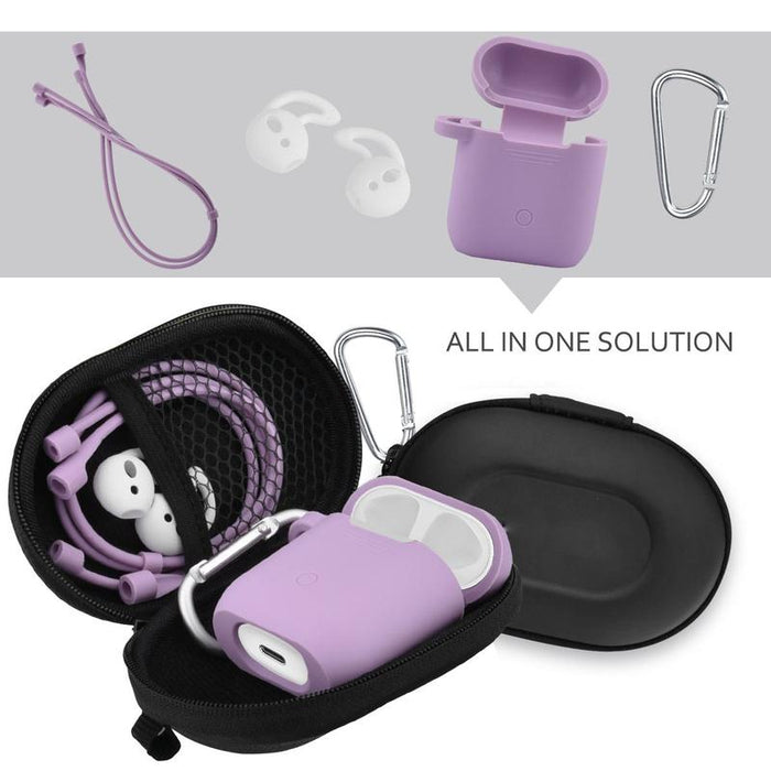 SILICONE APPLE AIR POD CASE PROTECTOR AND ACCESSORIES KIT