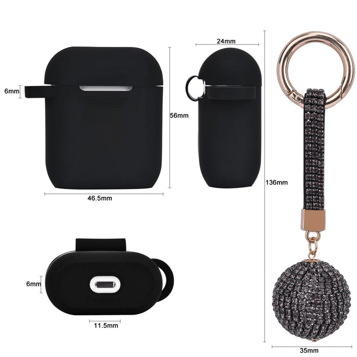 FASHION APPLE AIR POD CASE PROTECTOR WITH DECORATIVE BLING STRAP AND BALL