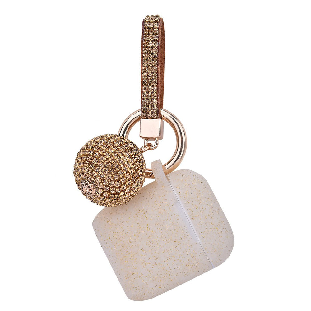 FASHION APPLE AIR POD CASE PROTECTOR WITH DECORATIVE BLING STRAP AND BALL