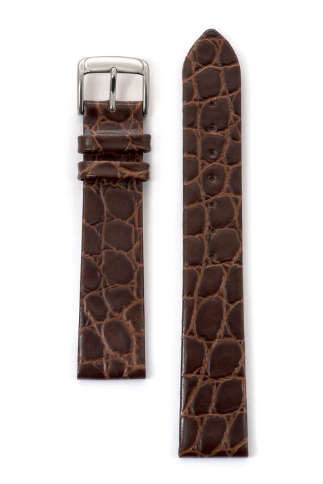 Men's Classic Crocodile Grain Leather Band in Black, Brown and Burgundy