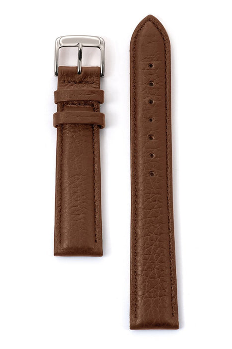 Men's Cowhide Stitched Leather Watchband in Black and Brown