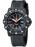 The patterned black rubber strap seamlessly transitions into the matching black case and face with a variety of numerals that all output a plethora of information. The orange second hand and last quadrant of the hour markers create an ideal aesthetic for countdowns and keeping exact time.