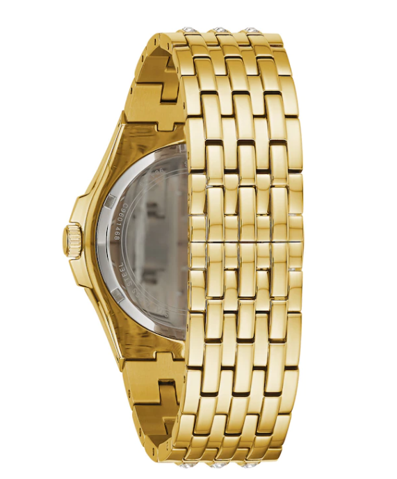 TAT Enterprises Bulova Baguette Crystal Accent Gold Tone IP with Silver Tone Dial-98A239 - Time After Time Watches