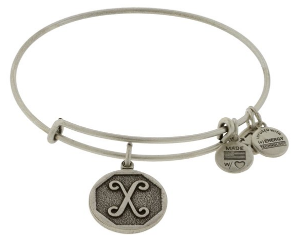 Alex and Ani Initial X Charm Bangle Bracelet - Rafaelian Silver Finish