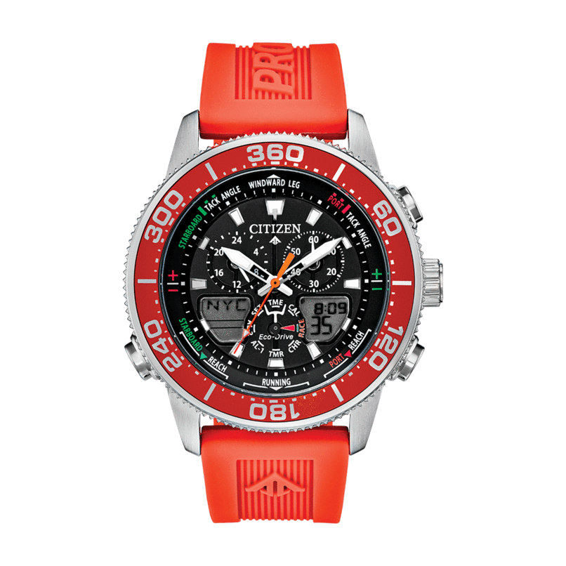 Citizen 22 Promaster Sailhawk Eco Drive Men's Stainless Steel Rubber Strap Quartz Analog Digital Watch - JR4061-00F