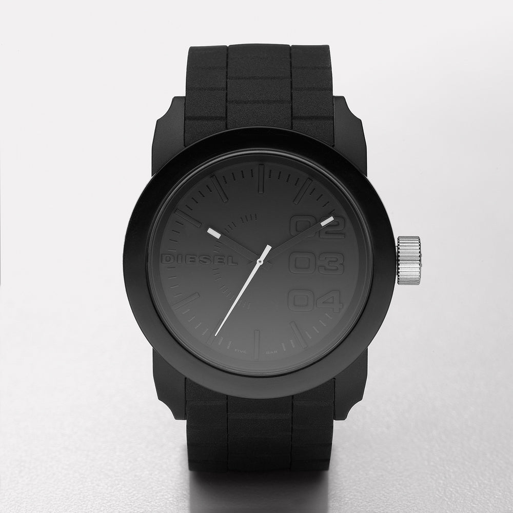 Diesel Double Down Black Dial Black Silicone Strap - Time After Time Watches