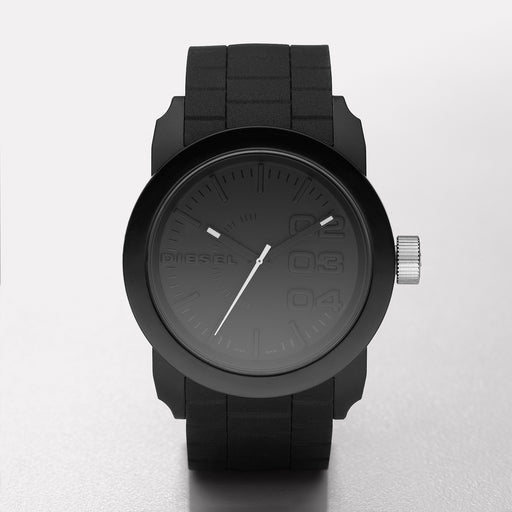 Diesel Double Down Black Dial Black Silicone Strap - Time After Time Watches