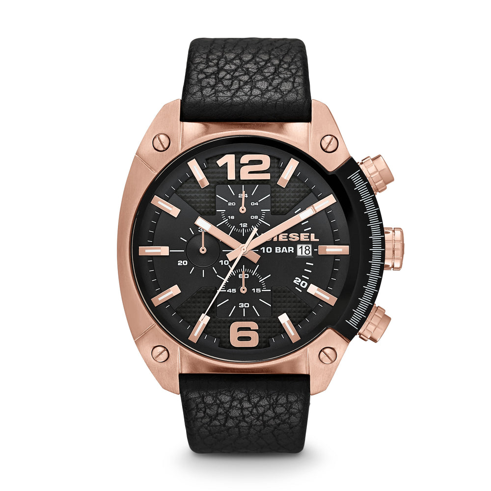 Diesel Mega Chief Black Dial White Indexes Black Bracelet - Time After Time Watches