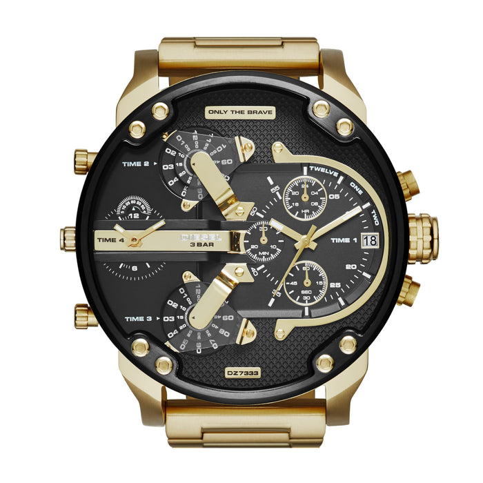 Mr Daddy 2.0 Black Dial Gold Accents Gold Bracelet