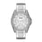 This silver tone stainless steel timepiece is the perfect blend of extravagant and stylish. The metal strap matches the silver monochromatic look and allows the crystal lined dial and crystal hour markers to stand out. The watch also features a multifunction movement and 3 additional dials on the face.