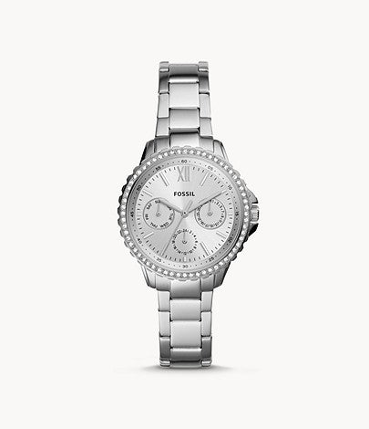 This vanilla-styled Izzy watch by Fossil brings an elegant touch for times that demand something extra. More. This is a timepiece that makes you feel good, be it any time of the day. Its true sophistication makes it an essential part of a discerning lady’s wardrobe connected to high places. The boyfriend-inspired round face has been paired to an utterly feminine steel bracelet.