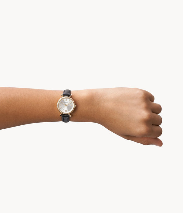 Fossil carlie three clearance hand leather watch