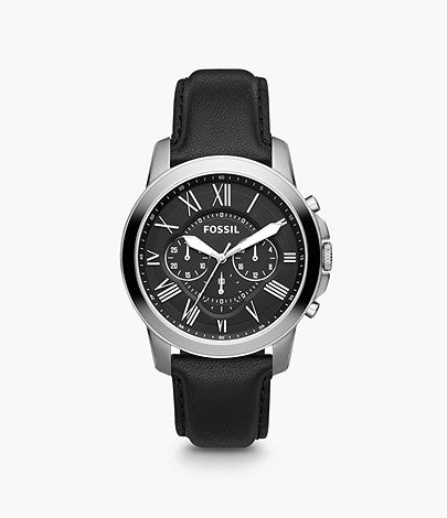 Black Leather Fossil Watch Fossil Rhett Silver Black Leather Men main image 2