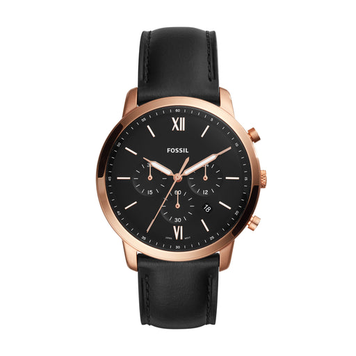Fossil Fossil Neutra Chrono Black Dial Rose Case Black Strap FS5381 - Time After Time Watches