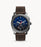 The brown leather strap and gun metal grey case is a unique color combination that creates a masculine and dark aesthetic, only to be paired beautifully with the metallic blue face. The depth of the face allows the hour markers and hands to standout while the 3 sub dials provide extra information and style.