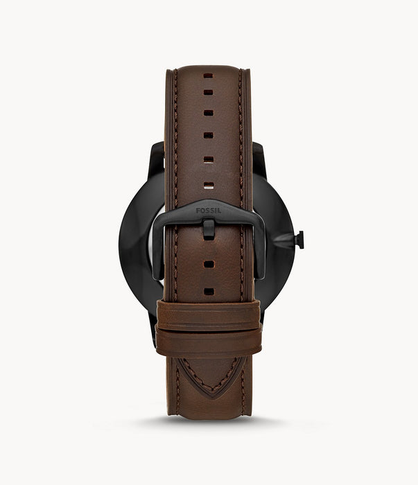 Minimalist Three-Hand Brown Leather Watch