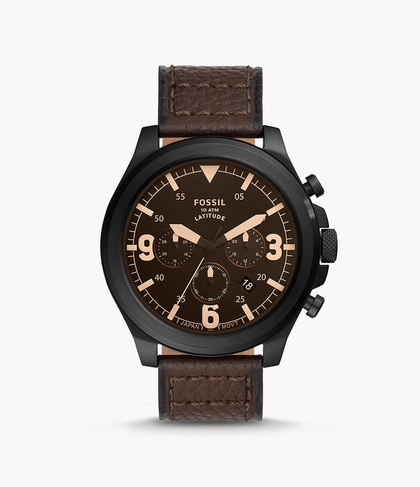 Fossil Latitude FS5751 is a practical and handsome Gents watch. Case is made out of Stainless Steel while the dial colour is Black. The features of the watch include (among others) a chronograph.