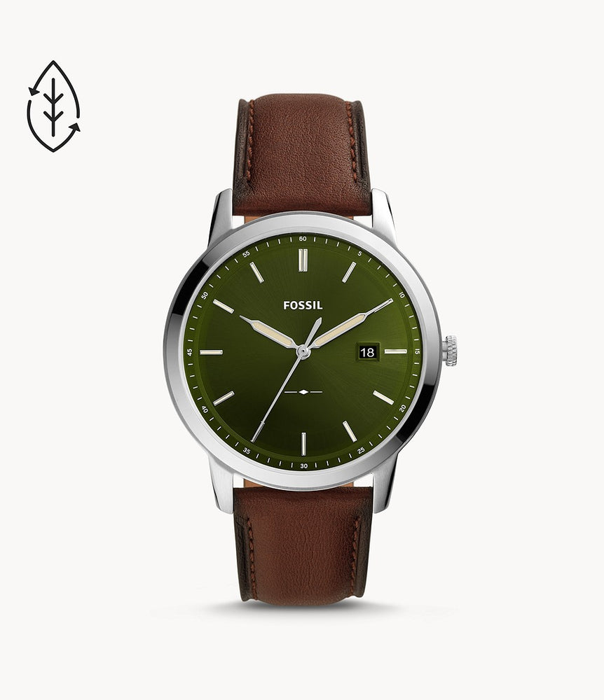 The Minimalist Solar-Powered Dark Brown Leather Watch