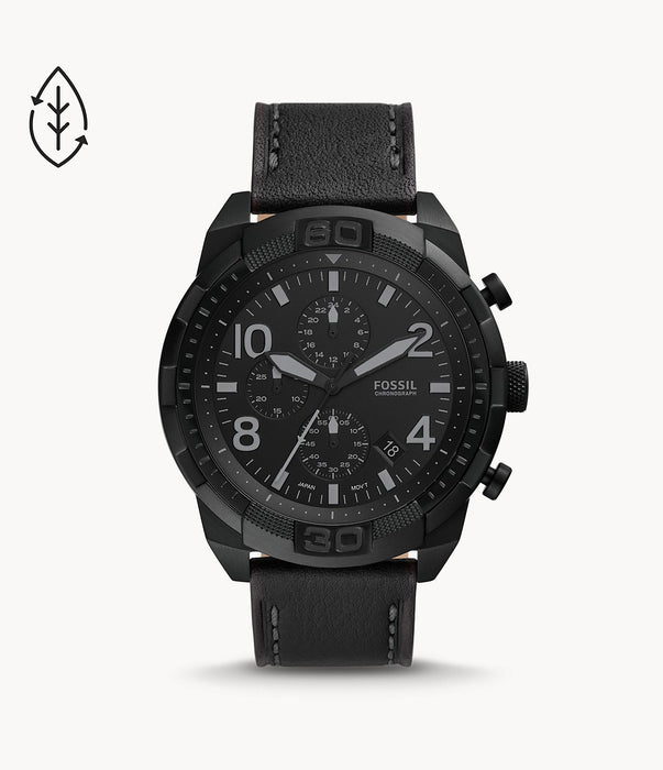 Bronson Chronograph Black Eco Leather Watch