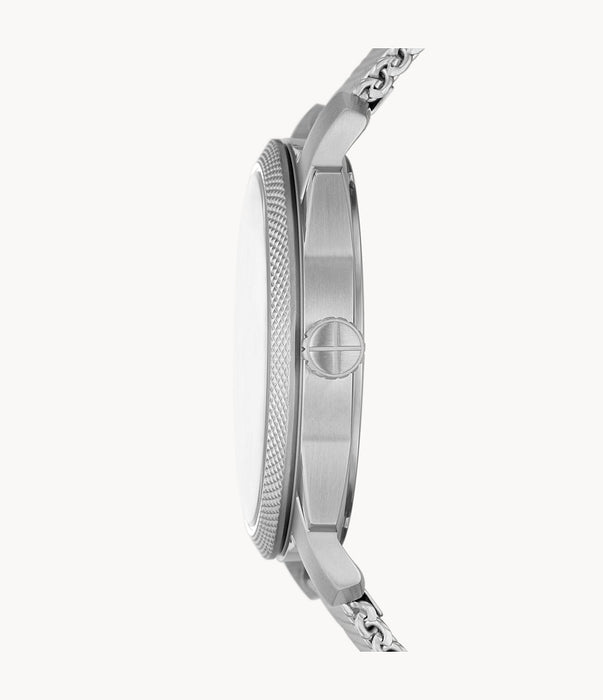 Machine Three-Hand Date Stainless Steel Mesh Watch