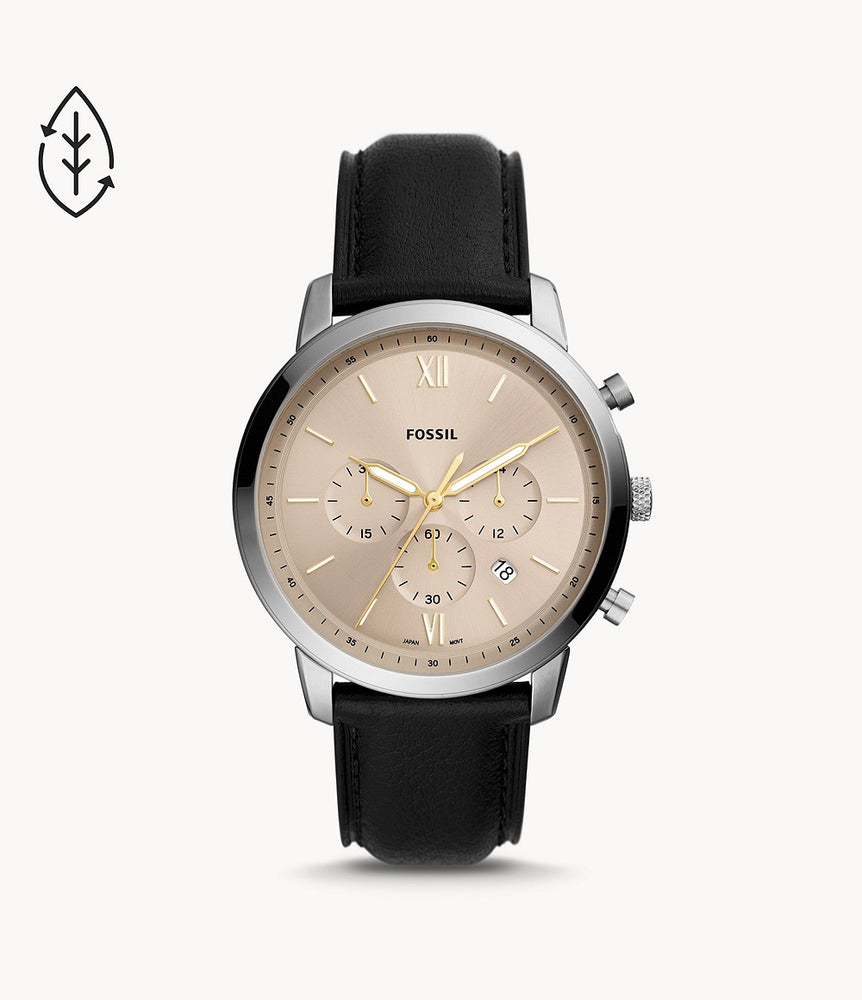 Neutra Chronograph Black Eco Leather Watch