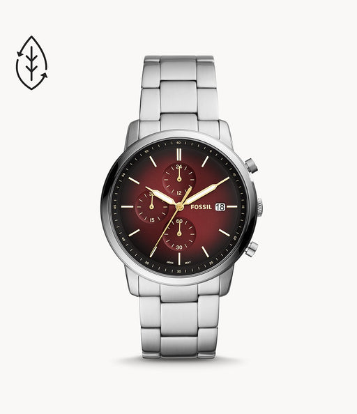 Fossil Men's The Minimalist Chronograph Watch in Stainless Steel. This men's mid-century style watch accompanied with a gradient sunray dial is a timeless, minimal, sleek design.