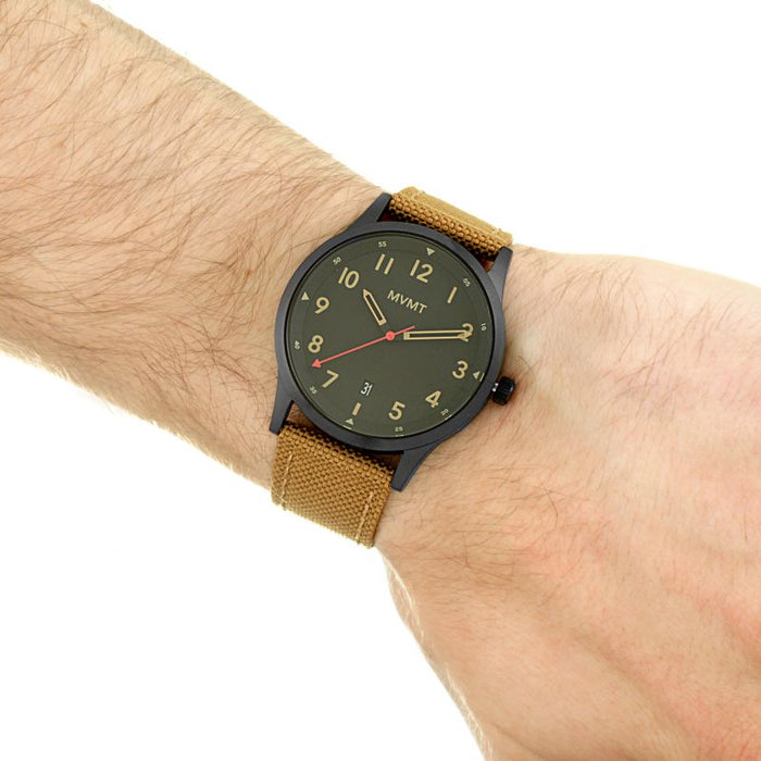 MVMT Field Black Dial Tan Canvas