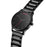 Men's Black Link MVMT 45MM Case. Black dial, Black hour and minute hands. red second hand and red MVMT logo placed at the 12 o'clock marker. Black Stainless steel casing and band.