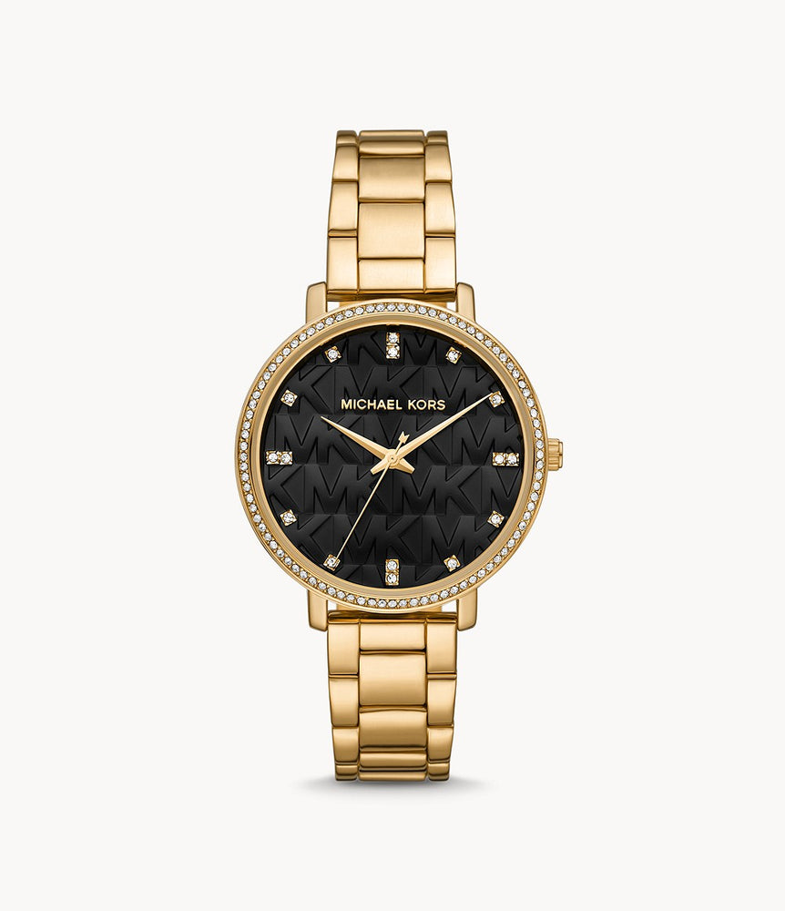 Pyper Pavé Gold-Tone Logo Watch