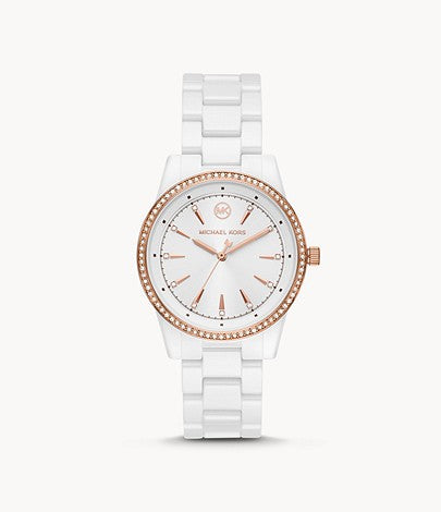 Michael Kors Ritz Three-Hand White Ceramic Watch