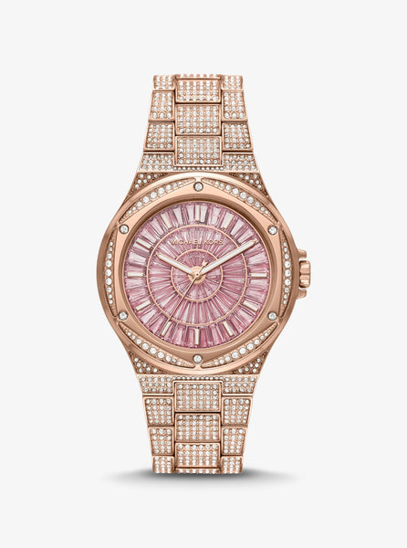 Oversized Lennox Pavé Rose Gold-Tone Watch — Time After Time