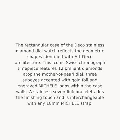 Michele Ladies' Deco Stainless Diamond Dial Watch 18MM