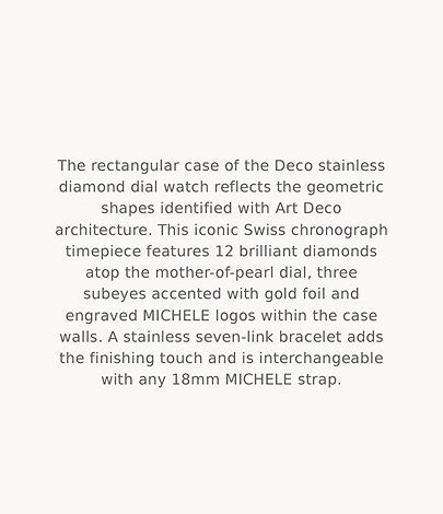 Michele Michele Ladies' Deco Stainless Diamond Dial Watch 18MM - Time After Time Watches
