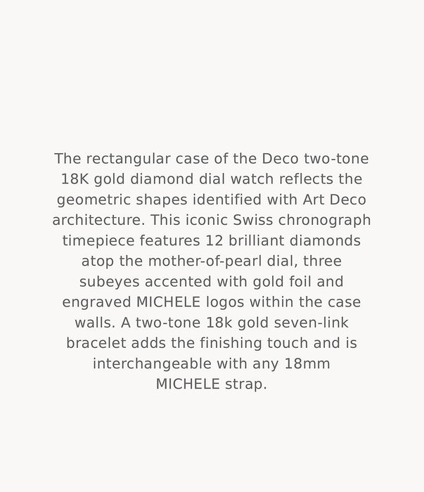 Michele Ladies' Deco Two-Tone 18k Gold Diamond Dial 18MM