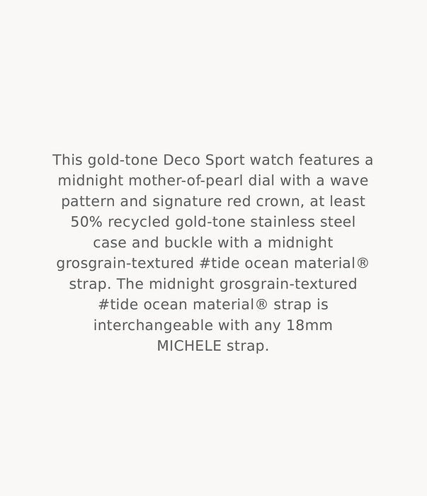 Michele Ladies' Deco Sport Gold-Tone Midnight #Tide Ocean Material