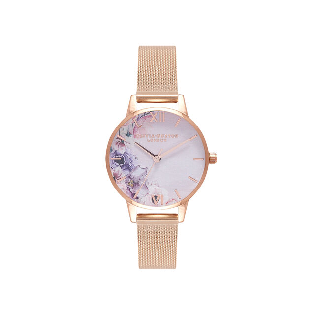 Olivia Burton Watercolor Florals Gold Mesh Watch OB16PP39