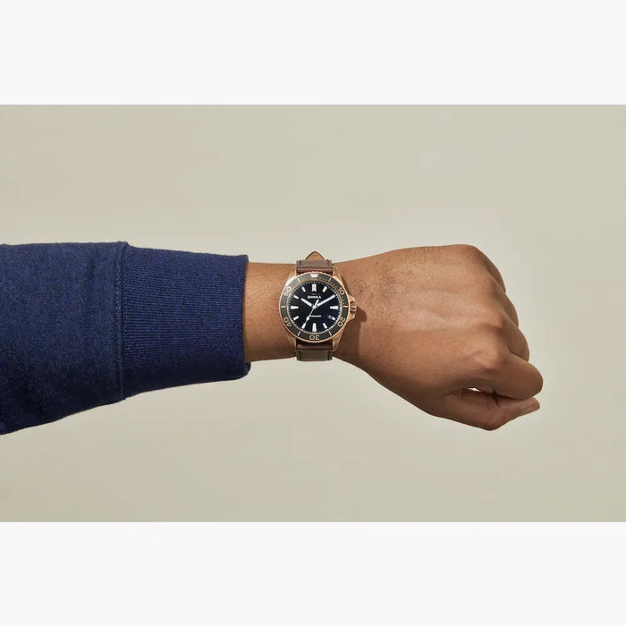 Shinola, The Bronze Monster Giftset Automatic 43mm Black Dial Brown Leather