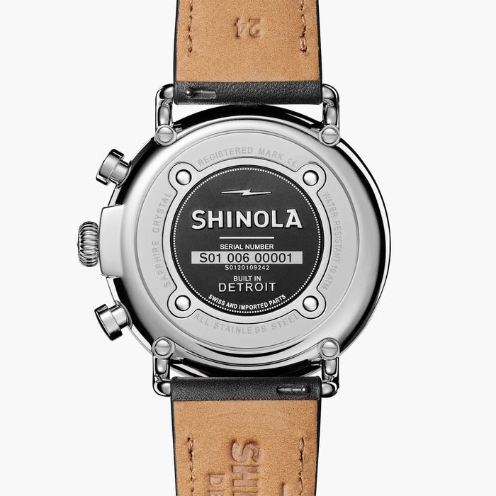 Shinola, The Runwell Chrono 47mm Black Dial Black Leather