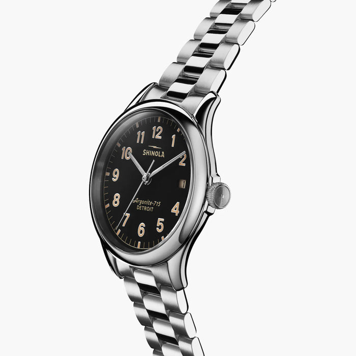 Shinola, The Vinton 38mm Black Dial SS Bracelet