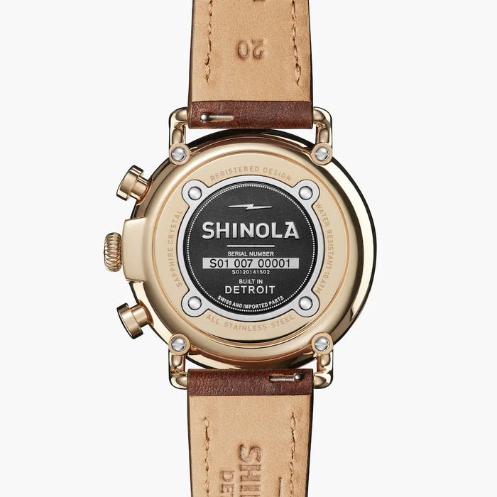 Shinola, The Runwell 2 Eye Chrono 41mm Ivory Dial Cattail Leather