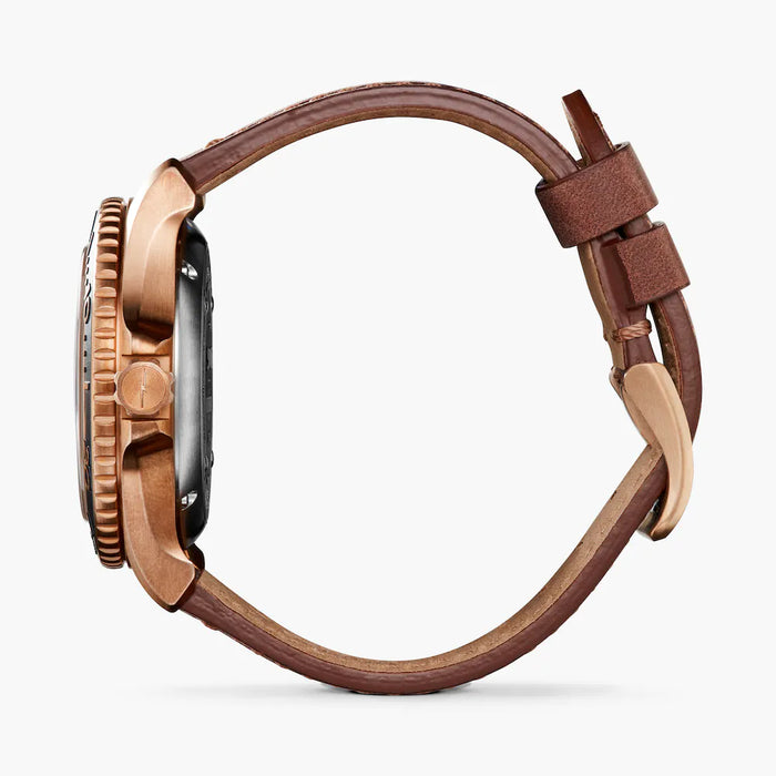 Shinola, The Bronze Monster Giftset Automatic 43mm Black Dial Brown Leather