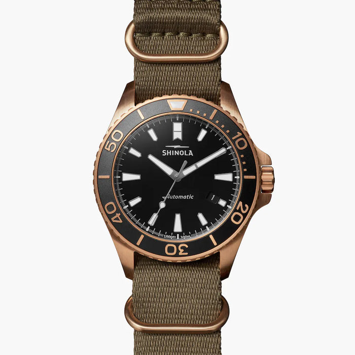 Shinola, The Bronze Monster Giftset Automatic 43mm Black Dial Brown Leather