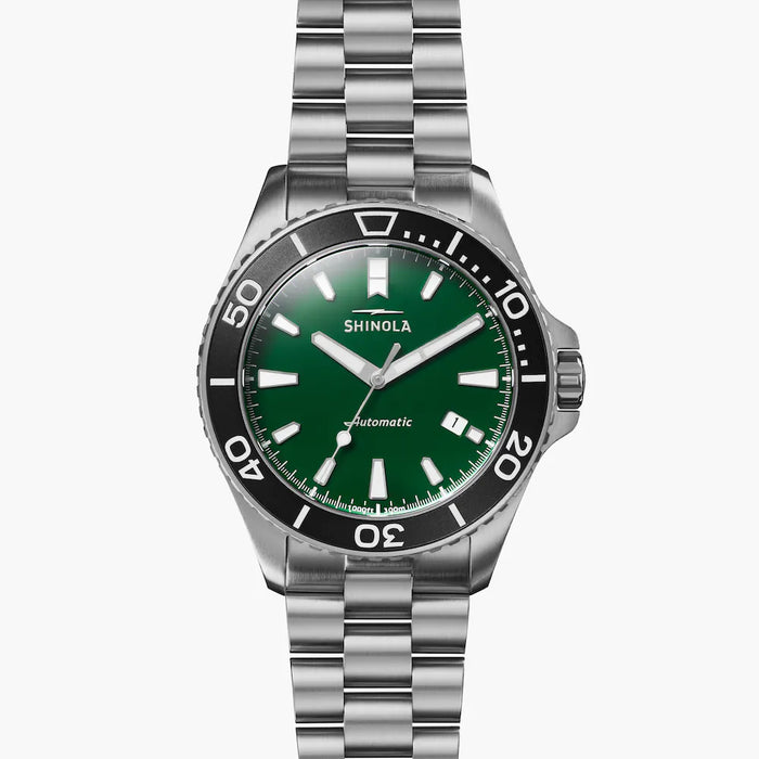 Shinola, Lake Ontario Monster Automatic 43mm Green Dial SS Bracelet